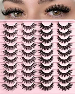 Eyelashes False Lashes Strips Natural Cat Eye Lash Wispy Mink Strip Eyelash Natural Look 2 Styles Mixed Fluffy Demi Wispies Fake Cateye Lash Pack Short Thick Full Volume Pesta��as Post