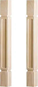 La Vane 35 1/2-inch H 3 1/2-inch W 3 1/2-inch D Solid Wood Kitchen Island Legs, Set of 2 Raised Panel Unfinished Massive Replacement Cabinet Columns Countertop Legs for Large Kitchen Dining Table