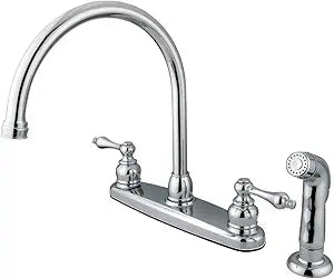 Kingston Brass KB721ALSP+ Victorian Gooseneck Kitchen Faucet with Sprayer, 8-3/4", Polished Chrome Finish