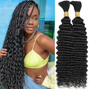 Human Braiding Hair for Boho Braids 20 Inch Deep Curly Wave Bulk Bundles