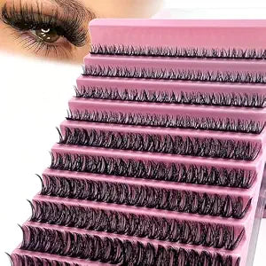 60D Lash Clusters, D Curl Wispy Eyelash Clusters 8-16mm Mixed Tray, Individual Cluster Lashes for DIY Lash Extensions, Soft Faux Mink Full Volume Lashes