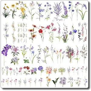 CHARLENT 40 Sheets Watercolor Flower Temporary Tattoos for Women