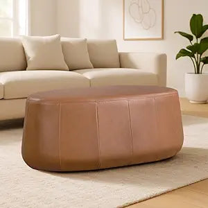 Studio Living Kayley 40" Oval Shaped Upholstered Ottoman