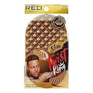 Red by Kiss Bow Wow X Twist King Luxury Twist Styler Washable and Durable Twist Brush for Afro Curl- Slim and Dense (Gold)