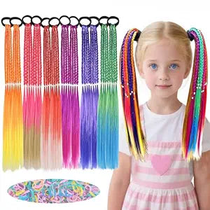 Girl hair accessories, children's colorful braided hair extensions