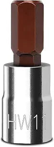 BLACKROBOT 11 mm Hex Bit Socket, 3/8 Inch Drive HW11 Allen Key Socket, Metric, Full Polished, S2 Steel Head Made For Repairing