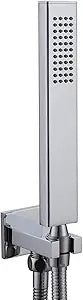 Square Solid Brass Chrome Hand Held Shower Head With Wall Connector and Hose Set