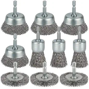 10 Pcs Wire Brush for Drill, Coarse Carbon Steel Crimping Wire Wheel