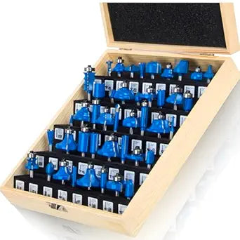 TAIWAIN Router Bits Sets 1/4 Inch Shank, 37 PCS Door&Drawer Cabinet Front Edging Bits, Professional Woodworking Bit Miter Frame Crown Molding Wood Milling Cutter Tool Router Bit Set(41)