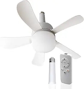 Socket Fan Light, Small Ceiling Fans with Lights & Remote, E26 Base Screw in Ceiling Fan in Light Socket Fan Light Bulb with 5 Light Modes & 3 Fan Speed Levels