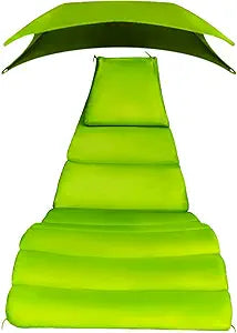 Weatherproof Replacement Cushion Pad and Umbrella for Hanging Lounge Chair Outdoor Chaise Hanging Hammock Chair - Long-Lasting, Fade-Resistant, Quick-Dry, Outdoor Lounge Replacement Set (Emerald)