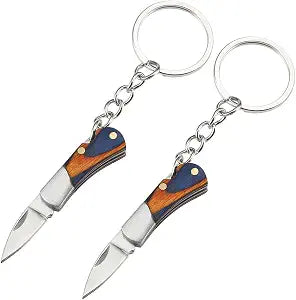 Luvbestaken 2PCS Small Pocket Knife, Mini Keychain Knife, EDC Stainless Steel Knife, Colorful Wood Handle Folding Knife, Blade length 1.5 inch, with Aluminum Gift Box 1