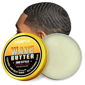 Goiple Wave Butter 360 Wave Grease for Men - Wave Butter for Layered Waves, Moisture, Control and Silky Shine - All Natural Wave Cream with Shea Butter and Beeswax for Wolfing (3.5 OZ)