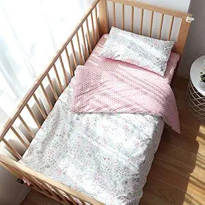 3Pcs Cotton Crib Bedding Set Duvet Cover Fitted Sheet Pillowcase