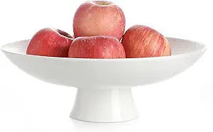 Kanwone Large Fruit Bowl for Kitchen Counter - Decorative Bowls for Home Dcor - Ceramic Fruit Bowl, Pedestal Bowl - Modern Key Bowl for Entryway Table - 11.5 Inches, White