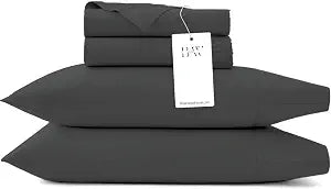 Briarwood Home�� 100% Cotton Solid Jersey Sheet Set - Ultra-Soft, Breathable, All-Season Comfort with Deep Pockets - Machine Washable Bedding (Aries Charcoal, Full)