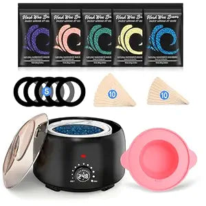 TIKESI Waxing Kit for Women and Men, Digital Wax Warmer with 14OZ 5 Bags Hard Wax Beads, at Home Wax kit for Full Body, Face, Eyebrows, Bikini, Legs, Brazilian & Sensitive Skin