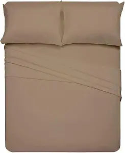 SKY BEDDINGS RV Bunk Sheets Set (28 x 75), 1800 Ultra-Soft, Taupe