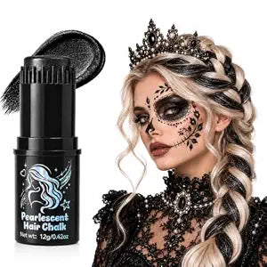 Black Temporary Sparkle Hair Chalk Stick With Comb Tip For Kid Teen Adult
