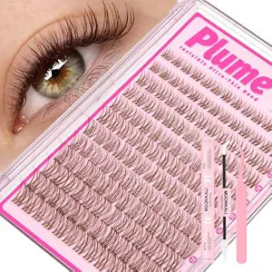 MOONKALI Plume Brown Lash Clusters Kit Natural Lashes Kit 8-16MM C Curly