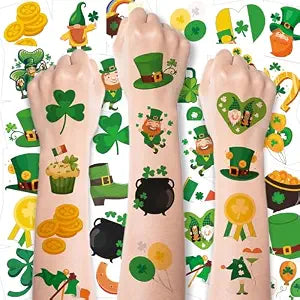 MDDRUIQI 150 Pack St Patricks Day Tattoos - St Patricks Day Accessories - St. Patricks Day Shamrock Decorations Gifts for Kids Stickers Games Toys Crafts Party Favors | St Patricks Day Shirt Women