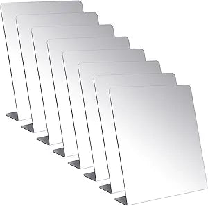 Amyhill 8 Pcs Counter Top Mirror Freestanding Table Desk Mirror Self Portrait Single Sided Acrylic Glass for Tabletop Desk Counter Bedroom Office Bathroom Home Dorm (8.5 x 9 Inch)