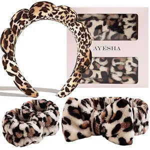 Ayesha Spa Headband and Wristband Set for Washing Face Skincare Makeup