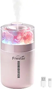 USB Mini Preserved Flower Humidifier 180ml with 7 Colors LED Night Light, Personal Humidifier with No Noise Suitable for Small Room, Office, Car, Bedroom and Babys Room and No Battery (Light Purple)