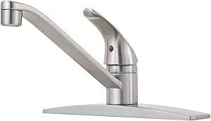 Pfister G134-144S Pfirst Series Single Handle 4-Hole Kitchen Faucet with Sidespray, Stainless Steel