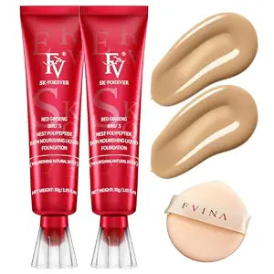 FV 2 Pack Dewy Liquid Foundation Makeup, Waterproof & Lightweight, Natural Finish with Medium Coverage, Hydrating Foundation for Dry and Normal Skin (Nourishing Natural Beige)