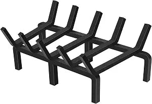 SNOGSWOG 17" Fireplace Grate, Solid Steel Firewood Burning Rack, Heavy Duty Fire Grates, Matt Black Fireplace Rack, 5-Bars Fireplace Log Grate Holder