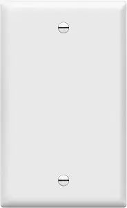 ENERLITES Blank Cover Wall Plate, Gloss Finish, Standard Size 1-Gang 4.50" x 2.76", Polycarbonate Thermoplastic, 8801-W, White