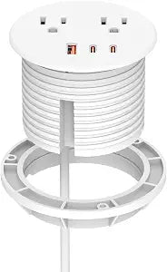 Desk Power Grommet, Haylink Recessed Power Strip with 2 AC Outlets, 2X 65W USB-C & 20W USB-A, 3" Cutout, 6.56FT Cord Ideal for Desks, Counters & Workspaces,Black