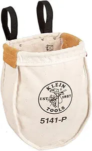 Klein Tools 5141P Heavy Tool Bag, No. 8 Canvas Utility Bag, Reinforced with Tough Tanned Leather, Loop Belt Connection