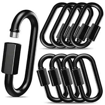 30 Pack 4 Inch Heavy Duty Quick Chain Links, 2000LB Capacity 3/8 Threaded Black Carabiners, for Hammock Camping Rigging