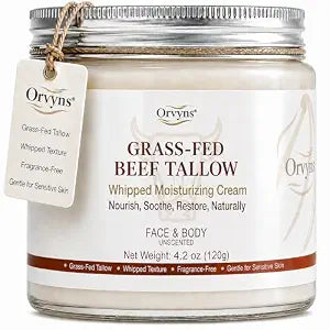 Beef Tallow for Skin 4.2 OZ – Beef Tallow for Face & Body, Unscented Tallow Face Moisturizer, Rich in Vitamins A, D, E & K, Natural Skin Care Tallow Lotion