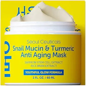 SeoulCeuticals Korean Face Mask Snail Mucin & Turmeric Anti Aging Mask 2oz