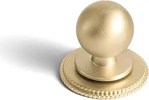 Goo-Ki Champagne Bronze Cabinet Knobs with Ribbed Backplate, Vintage Globe Drawer Pull Handles for Furniture Restoration, Solid Zinc Alloy Round Ball Hardware (6 Pack)