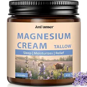 Magnesium Cream with Grass-Fed Beef Tallow for Nighttime Body Care, 4 OZ