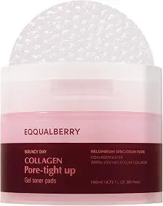 EQQUALBERRY Collagen Pore-Tight Up Gel Toner Pads ��� Korean Pore-Tightening Jelly Pad with Deep Absorption Collagen, Hydrating & Firming Formula, 4.73 FL.OZ. (140ml) / 60 Pads