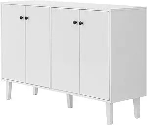 Panana Sideboard Buffet Cabinet Kitchen Storage Cabinet Living Room 4 Doors Console Table (White)