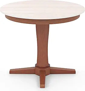 Giantex Round Dining Table with Base, Solid Rubber Wood Frame, Pedestal, Farmhouse 36 Kitchen Table for 4 People, Dinner, Dinette, Living Room, Dining Room, Restaurant