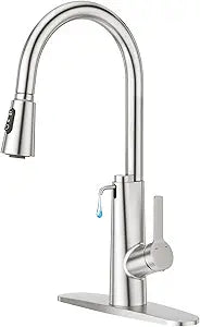 CREA 2 in 1 Kitchen Faucets with Soap Dispenser Built-in and Pull Down Sprayer,Single Handle Bar Sink Faucet 1 Hole Utility Laundry Commercial Faucet Brushed Nickel Stainless Steel