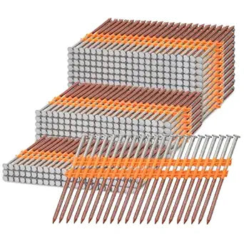 1000 Count 21 Degree framing Nails 2 inch, 2" x 0.113", Hot Dipped Galvanized, Plastic Collated Ring Shank Round Head Nails for Pressure Treated Lumber