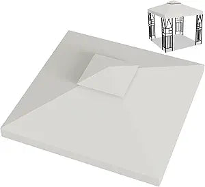 10x10ft Canopy Replacement Top, Double Tiered Pop up Gazebo Covers Replacement with 12 Velcros, Waterproof UV Protective Nylon, Outdoor Shelter for Grill, Patio, Event, Trade Show (Beige)
