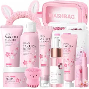 Sakura Skin Care Set for Kids Teen Girls, 14 PCS Facial Skin Care Gift Set