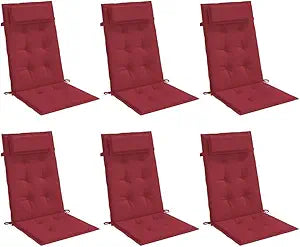 vidaXL Highback Chair Cushions - 6 Pcs Wine Red, Oxford Fabric, Foam Fiber Filled, Non-Slip, Indoor/Outdoor Seat Pillows, 47.2"x19.7"