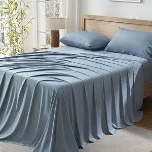 Andency Full Sheets Set 100% Viscose Derived from Bamboo, Grayish Blue