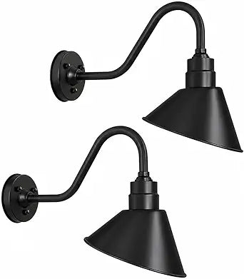 2-Pack Premium Outdoor Gooseneck Lights 10" - Elevate Your Establishment with Classic Barn-Farmhouse Charm and Extended Arms Perfect for Restaurant and Store Signage