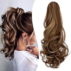 18" Wavy Ponytail Extension, Ash Blonde Mix Light Brown